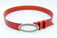 BELT NO 60 POZZUOLI HBELT NO 60 POZZUOLI HL OLE 03 SCARLET RED OLD ENLISH SILVER LACQUERED FINISH 40MM BUCKLE