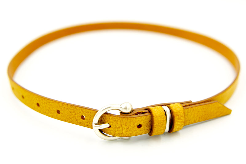 BELT NO 10 FOGGIA HL SKA 40 MUSTARD YELLOW OLD ENGLISH SILVER LACQUERED FINISH 20MM BUCKLE